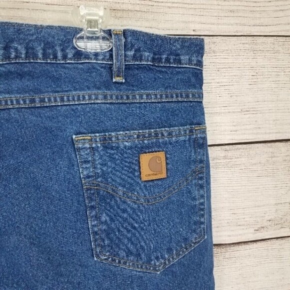 NEW Carhartt Men's 42 x 28 Jeans Relaxed Fit Denim Tapered Leg Jean Blue - Picture 6 of 8